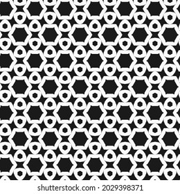 Seamless template with geometric shapes. Abstract embroidery background. Monochrome mosaic. Digital paper, web-design, textile press, background. Vector graphic.