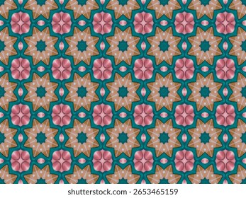 Seamless Template Interior Geometric Background Fashion Graphic Tile Visual Fabric Decoration Textile Texture Wallpaper Perspective Luxury Digital Design Art Symmetric Endless Cloth Shape Pattern.