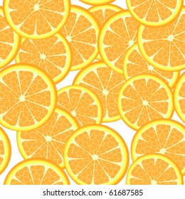 Seamless template of orange slices, pattern on white background