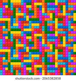 Una plantilla de ladrillos plásticos de color realista. Bloques de construcción.