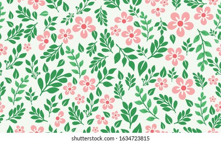 Seamless template for spring, with cute pink floral pattern background design.