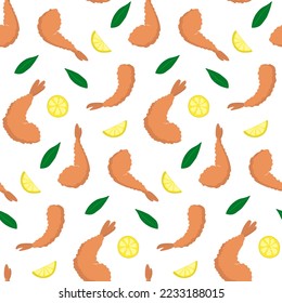 Seamless tempura shrimp pattern. vector illustration
