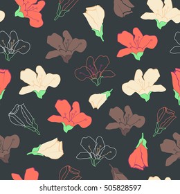 Seamless tender color vector illustration with decorative flowers and stylish blossoms