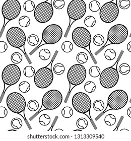 seamless tennis pattern with racquets and balls