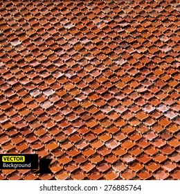 Seamless terracotta roof tiles. Vector EPS illutration.