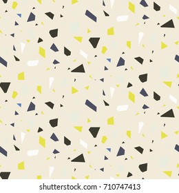 Seamless terrazzo floor rock vector pattern. Repeating granite stone texture design for interior and tile in beige sand colors.