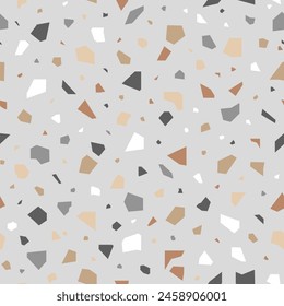 Patrón de terrazo sin costuras, Formas geométricas abstractas del mosaico. Ilustración vectorial para pisos, textil, Fondo de pantalla.