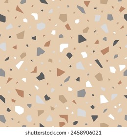 Seamless terrazzo pattern, abstract geometric mosaic shapes. Vector illustration for flooring, textile, wallpaper.