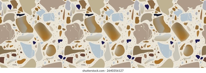 Seamless terrazzo pattern with marble texture. Modern abstract vector design perfect for floor tile, stone surfaces, and stylish backgrounds