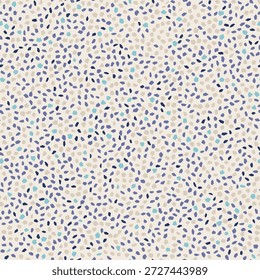 Nahtloses Terrazzo-Muster mit stumpfen blauen und beigen unregelmäßigen Formen