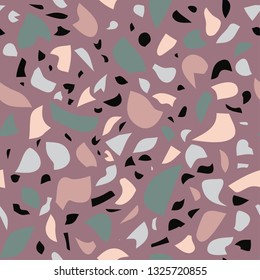 Seamless terrazzo pattern. Natural textile texture. Vector illustration.