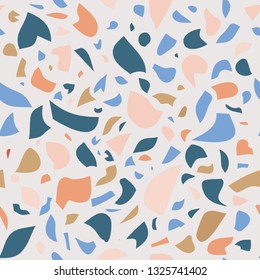 Seamless terrazzo pattern. Natural textile texture. Vector illustration.