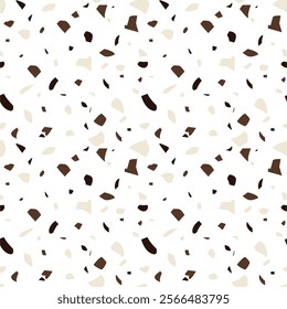 Seamless terrazzo pattern on a white background. 