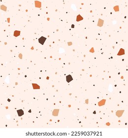 Seamless terrazzo pattern. Trendy and stylish composite stone texture, wallpaper, web background, fabric design.