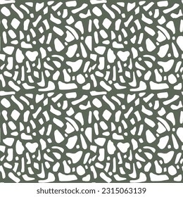 Seamless terrazzo patterns in coral tones. Abstract vector green background. Texture of classic italian mosaic in Venetian style