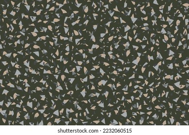 Textura de Terrazzo sin inconvenientes. Fondo de Piedra de mosaico gris. Patrón italiano de roca vectorial de cristal abstracto. Material del cuarzo de Terrazzo Brown. Arte Irregular veneciano marrón. Diseño de Terazzo veneciano de mármol.