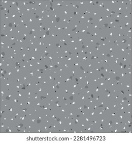 Seamless Terrazzo Texture. Marble Grey Granite Pattern. Vector Venetian Organic Design. Gray Mosaic Stone Background. Terrazzo Glass Vector Texture. Floor Interior Irregular Art. Glass Abstract Print