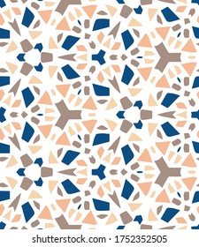 Seamless Terrazzo vector pattern background in a trendy vintage color palette. Perfect for home decor, wall paper and fashion projects.