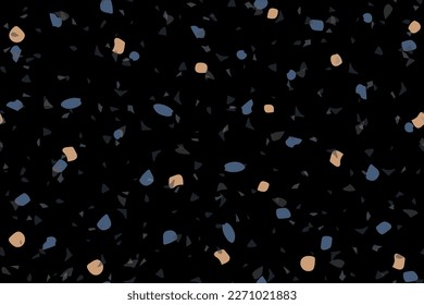 Textura veneciana de Terrazzo sin inconveniente. Patrón italiano de vectores. Fondo del piso de mármol gris. Diseño cerámico Abstracto Mosaico. Patrón de moda de la planta de Terrazzo. Acondicionamiento de vidrio Impresión irregular. Arte de piedra