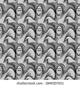 Seamless tesselation pattern with ghost texture. Nice for clothes printing, wallpaper, background and any other purpose