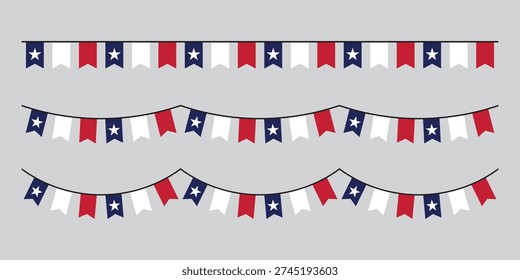 Seamless Texas Flag Party Bunting Border Background – Flat Design Illustration