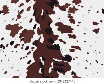 Seamless Texas  Longhorn cow hide print pattern design with big brown spots. Vector animal print textured repeat pattern. 