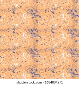 Seamless textile bacground with abstract freehand pattern.