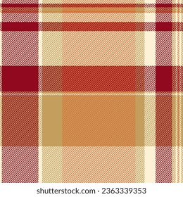 Seamless textile background of texture tartan plaid with a fabric check vector pattern in papaya whip and orange colors.