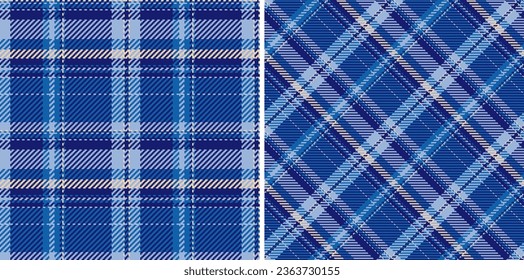 Seamless textile background of vector tartan plaid with a pattern check texture fabric set in winter colors.