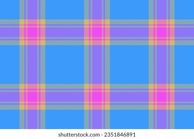 Comprobación textil sin inconvenientes del patrón tartán enchapado con un vector de fondo de tela textura en colores azul y ámbar.