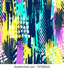 Seamless textile doodle pattern grunge texture.Trendy modern ink artistic design with authentic and unique scrapes, watercolor blotted background for a logo, cards, invitations, posters, banners.