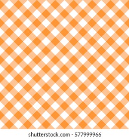 Seamless textile Easter pattern. Abstract checked ornament. Colorful season texture, geometric shapes, checks. Checkers tiling spring background. Holiday wrapping paper. Orange, white vector design