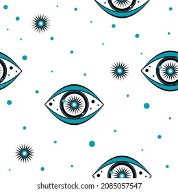 Seamless Textile Fabric Boho Minimalist Magic Occult Eye Mental Zen  Symbol Swatch Template 
