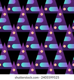 Seamless Textile Fabric Swatch Template. Geometric Triangle Cone Abstract Shape Retro Style Seamless Textile Fabric Pattern. Seamless Wrapping Paper Swatch Texture Graphic Pattern Print Design