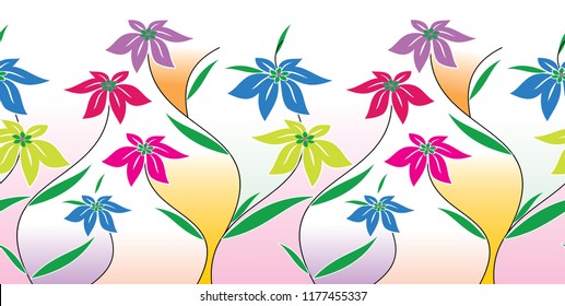 Seamless textile floral border