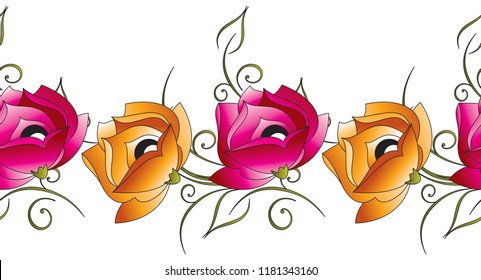Seamless textile floral border