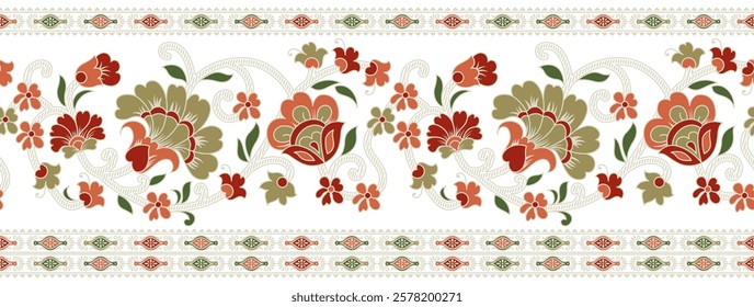 seamless textile floral border design