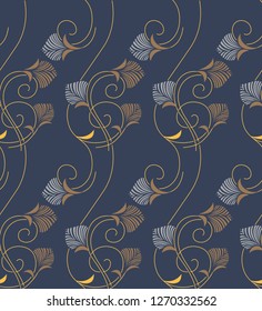seamless textile floral pattern on grey