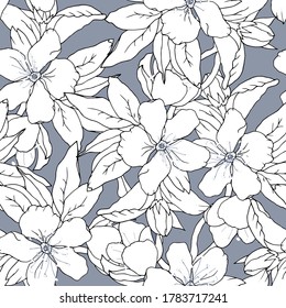 Seamless textile floral pattern. Vector white flowers on a purple background for covering furniture, carpets, wallpaper on the wall and tiles.