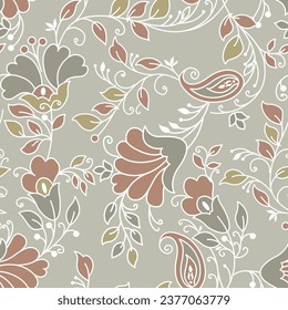 Seamless textile floral wallpaper pattern design 