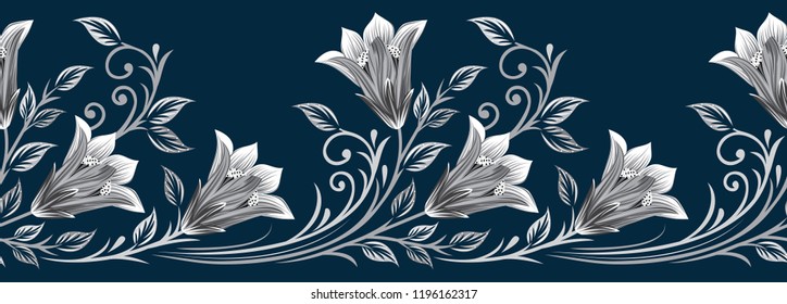 Seamless textile flower border
