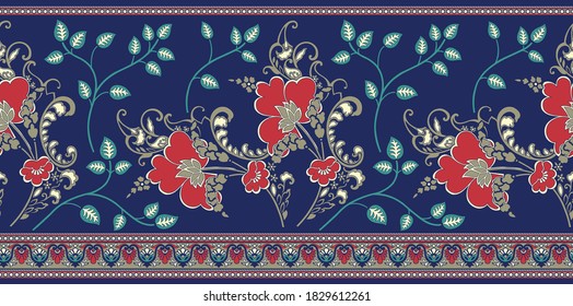 Flor textil sin foco sobre fondo azul