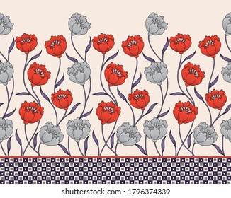 seamless textile flower border pattern