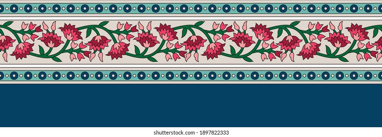 seamless textile flower border pattern