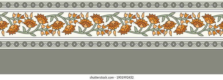 seamless textile flower border pattern