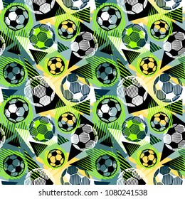 Seamless  textile football doodle pattern grunge texture.Trendy modern ink artistic design with authentic,unique scrapes, watercolor blotted background for a logo, cards, posters, banners.