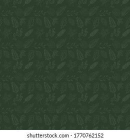 Seamless textile with leaves Botanical pattern, wrapping paper, flat, hand-drawn design. Leaf background vector