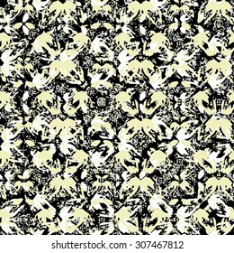 Seamless textile pattern with black and yellow elements