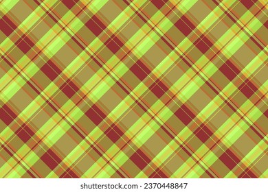 Seamless textile pattern of fabric plaid texture with a background tartan check vector in yellow and green colors.
