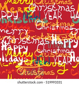 Seamless textile pattern Merry christmas and happy new year lettering design stile vector